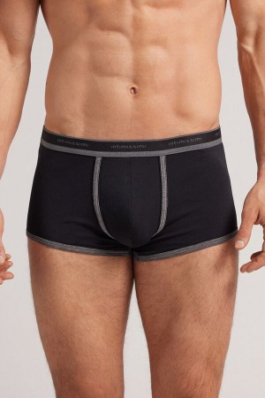 Intimissimi Superior Cotton With Logo Uomo Boxer Nere Grigie Profondo | 408-MEYTIK