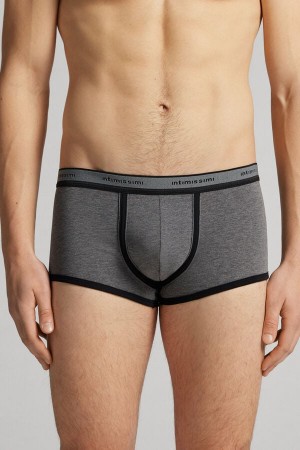 Intimissimi Superior Cotton With Logo Uomo Boxer Grigie Profondo Nere | 516-EWDIKZ