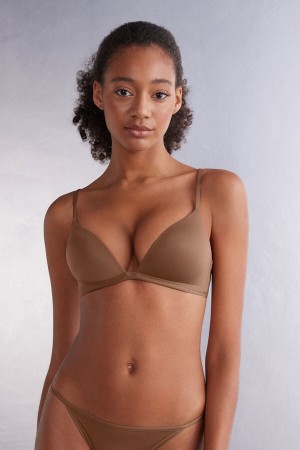 Intimissimi Tiziana Microfiber Triangle Donna Reggiseno Beige Scuro | 698-REKFOH