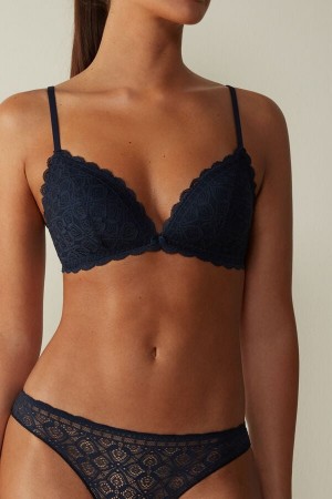 Intimissimi Tiziana Triangle Lace Donna Reggiseno Blu | 542-ETLPHA