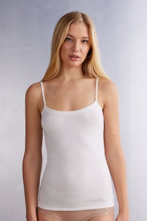 Intimissimi Wool Cotton Camisole Donna Canotta Bianche | 293-BZUMEP