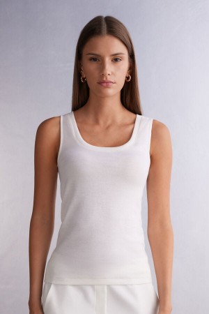 Intimissimi Wool Cotton Donna Canotta Bianche | 468-JIDMUV