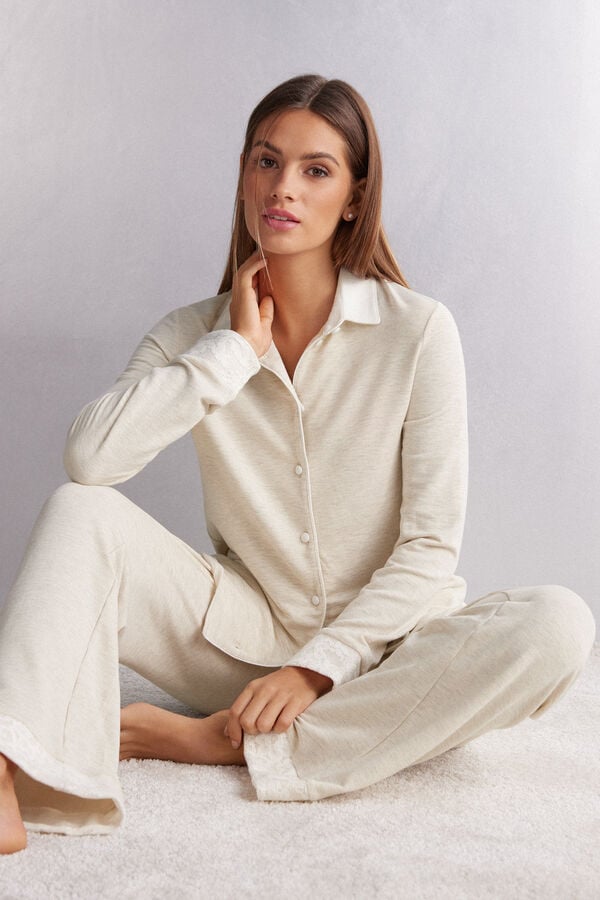 Intimissimi Baby It’s Cold Outside Modal And Wool Button Up Donna Camicia Bianche | 374-AEZQCX