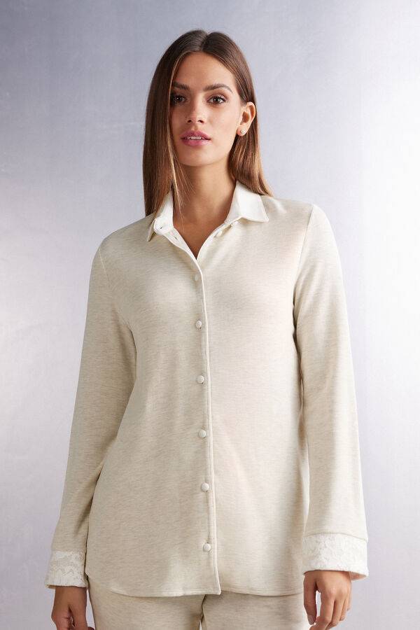 Intimissimi Baby It’s Cold Outside Modal And Wool Button Up Donna Camicia Bianche | 374-AEZQCX