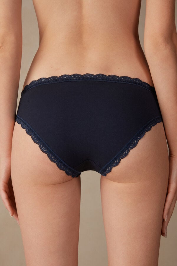 Intimissimi Cotton And Lace Donna Slip Blu | 863-GQBTLS