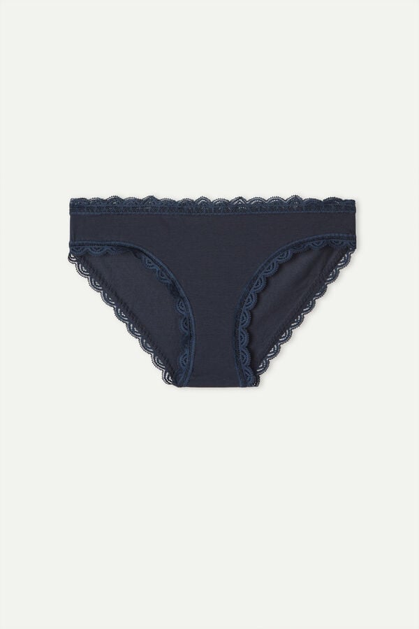 Intimissimi Cotton And Lace Donna Slip Blu | 863-GQBTLS