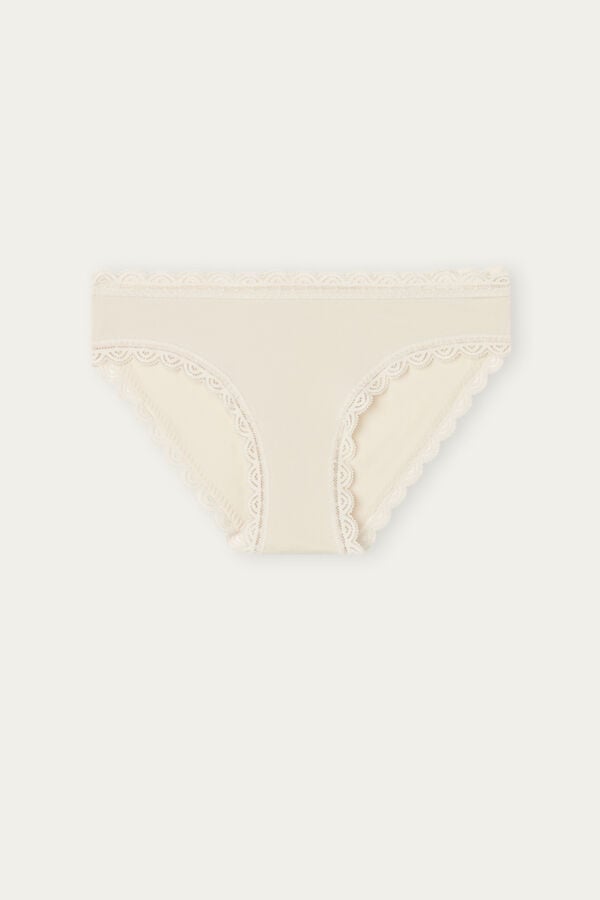 Intimissimi Cotton And Lace Donna Slip Crema Rosa | 561-HIOUDG