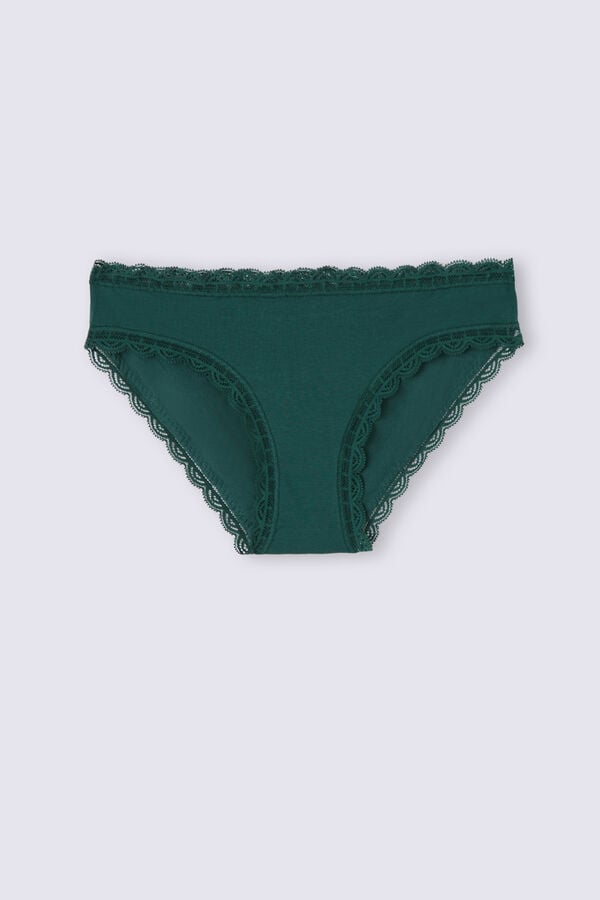 Intimissimi Cotton And Lace Donna Slip Verdi | 308-ZNDPLB