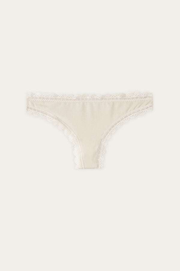 Intimissimi Cotton And Lacezilian Donna Slip Crema Rosa | 285-YVSDAU