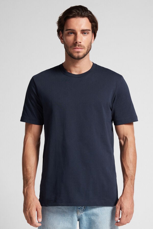 Intimissimi Cotton Jersey Uomo Maglietta Nere | 071-MHZKPI