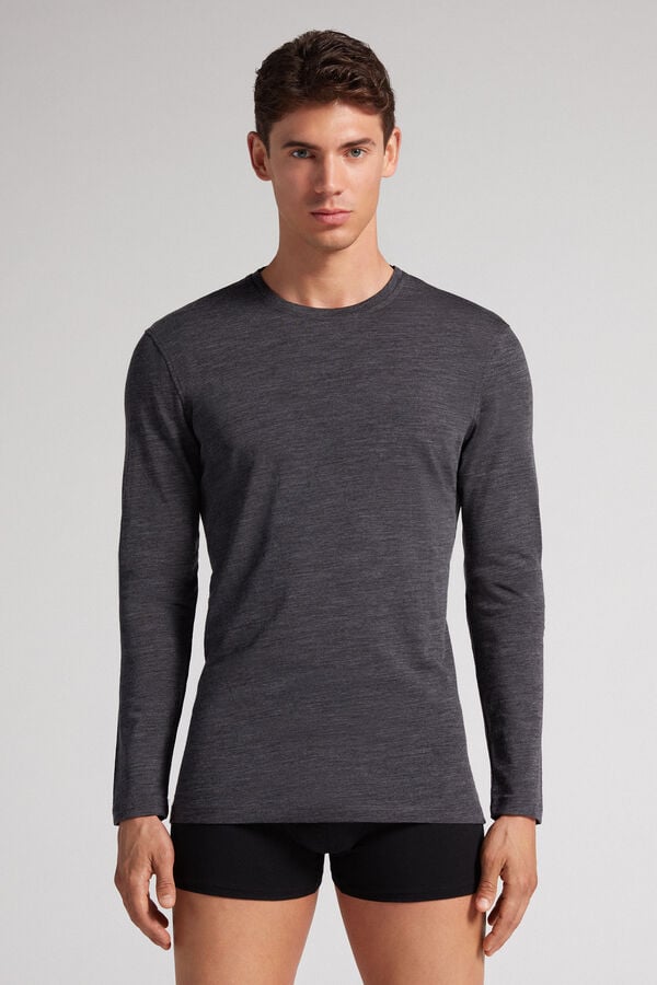 Intimissimi Crew-Neck Merino-Wool Uomo Maniche Lunghe Grigie | 158-QPXBTJ