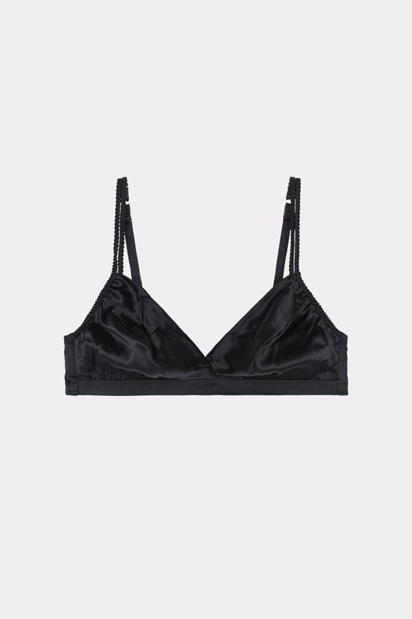 Intimissimi Emma Refined Everydaylette Triangle Silk Donna Reggiseno Nere | 486-DAEYZF