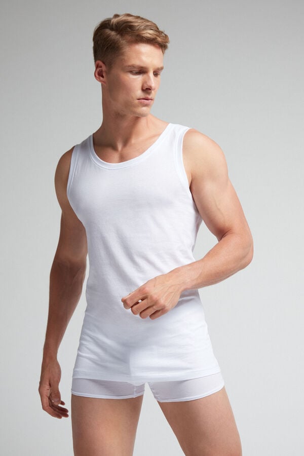 Intimissimi Extrafine Superior Cotton Round Neck Uomo Canotta Bianche | 831-GNDPKO