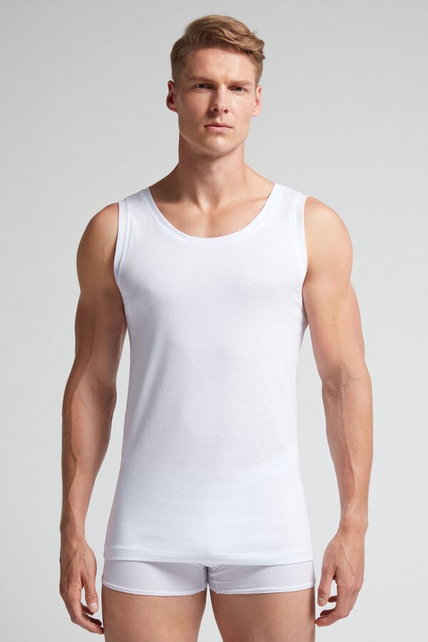 Intimissimi Extrafine Superior Cotton Round Neck Uomo Canotta Bianche | 831-GNDPKO