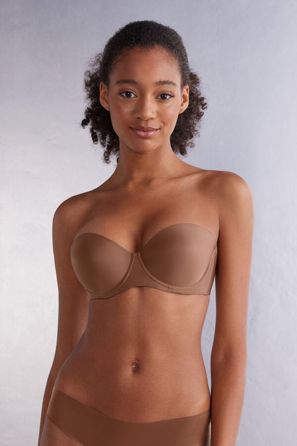 Intimissimi Giada Microfiber Bandeau Donna Reggiseno Beige Scuro | 160-THYNVJ