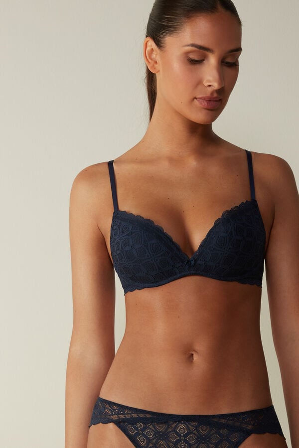 Intimissimi Gioia Super Push-Up Lace Donna Reggiseno Blu | 237-JZMSWH