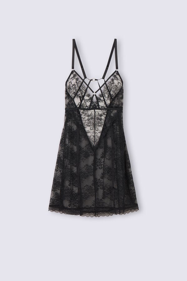 Intimissimi Intricate Surface Lace Babydoll Donna Pigiama Nere | 410-OKGETI