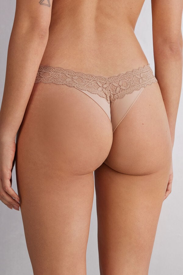 Intimissimi Lace And Microfiber ‘80s Stylezilian Donna Slip Arancioni Beige | 672-AOQTHM