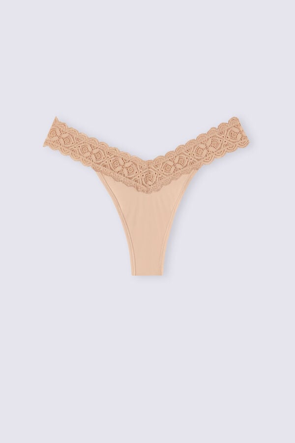 Intimissimi Lace And Microfiber ‘80s Stylezilian Donna Slip Arancioni Beige | 672-AOQTHM