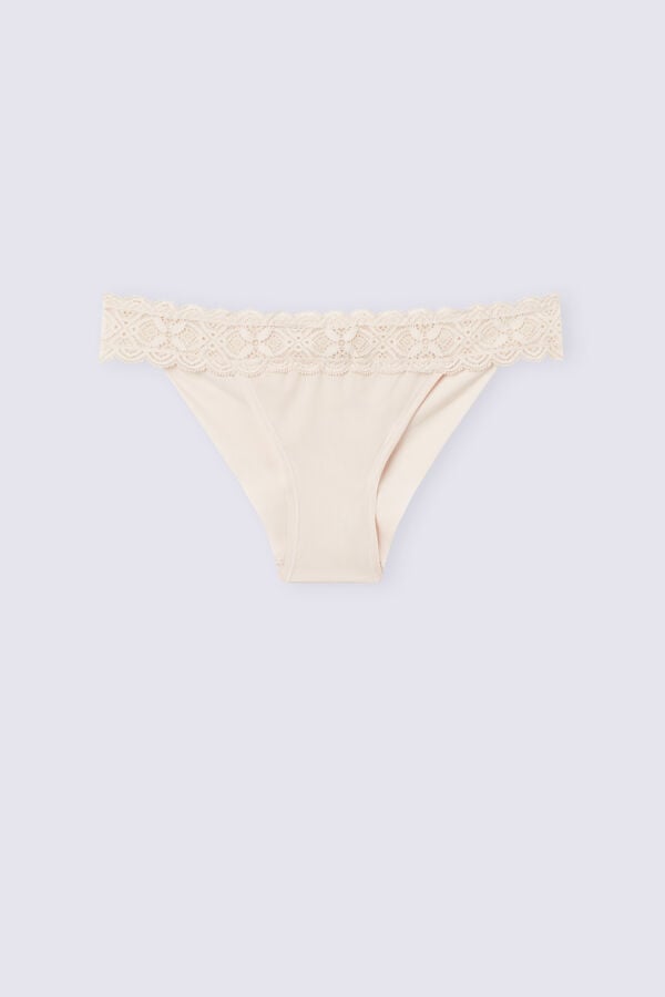 Intimissimi Lace And Microfiber Modifiedzilian Donna Slip Crema Rosa | 693-CLQJKX