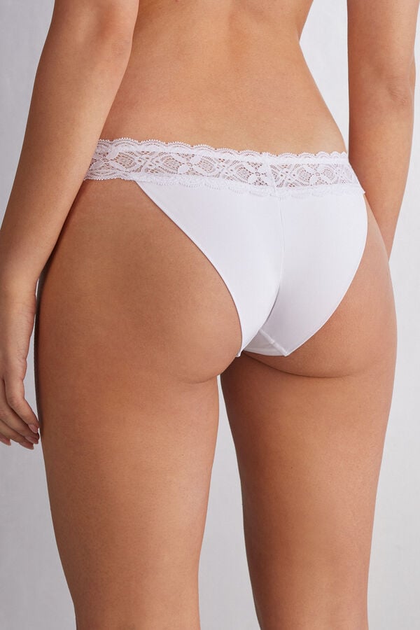 Intimissimi Lace And Microfiber Modifiedzilian Donna Slip Bianche | 825-JPDRSY