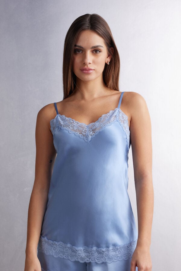 Intimissimi Lace And Silk Donna Canotta Blu | 731-YHNXMS