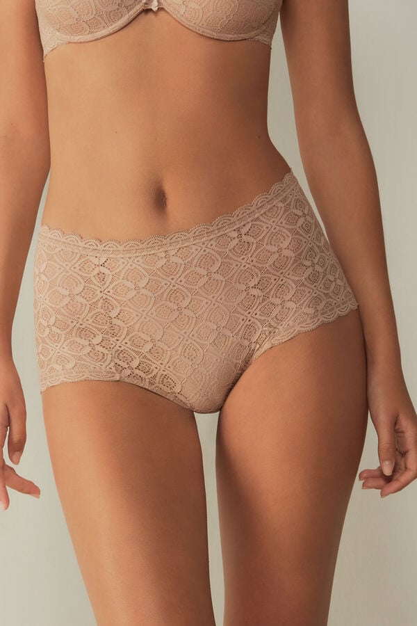 Intimissimi Lace High Waist Hipster Donna Slip Arancioni Beige | 495-BLZHKQ