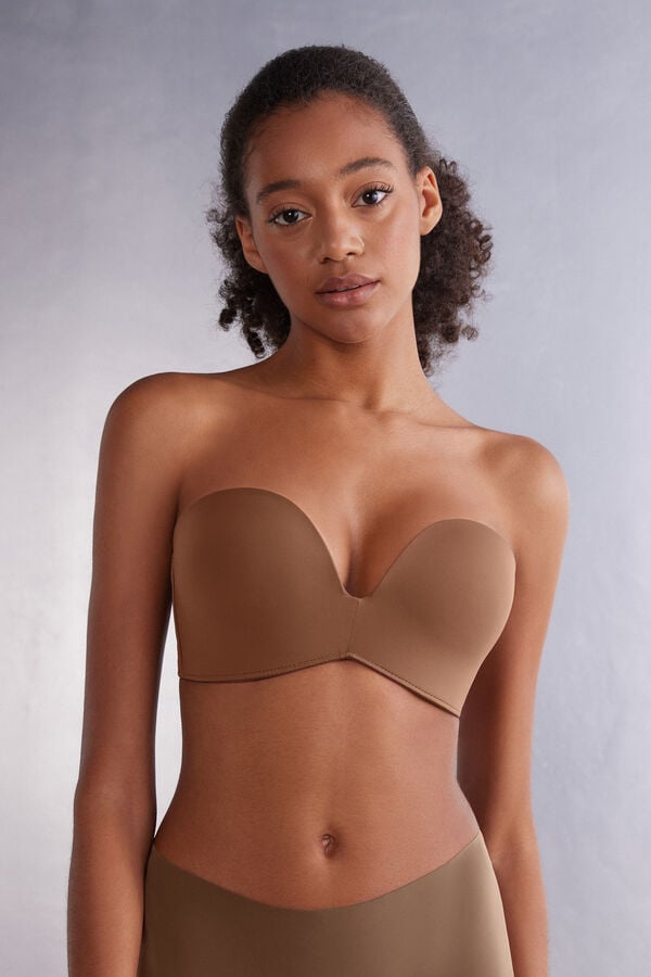 Intimissimi Laura Microfiber Bandeau Donna Reggiseno Beige Scuro | 738-AFGSTK