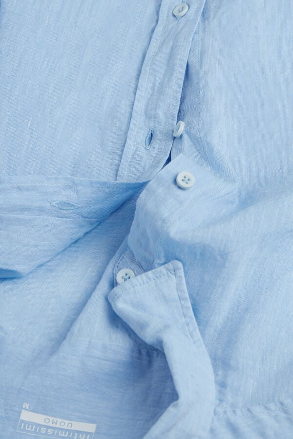 Intimissimi Linen And Cotton Uomo Camicia Blu Chiaro | 806-KIEQXV