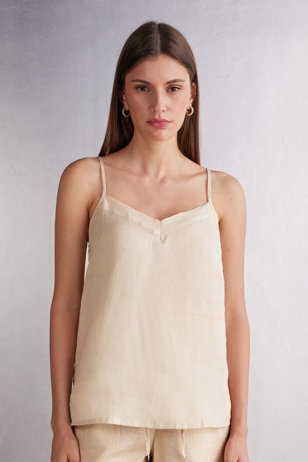 Intimissimi Linen Cloth Donna Canotta Beige | 857-IJGUZH