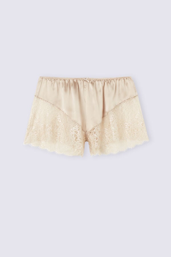 Intimissimi Living In Luxe Silk And Lace Donna Pantaloncini Beige | 768-XAWMID