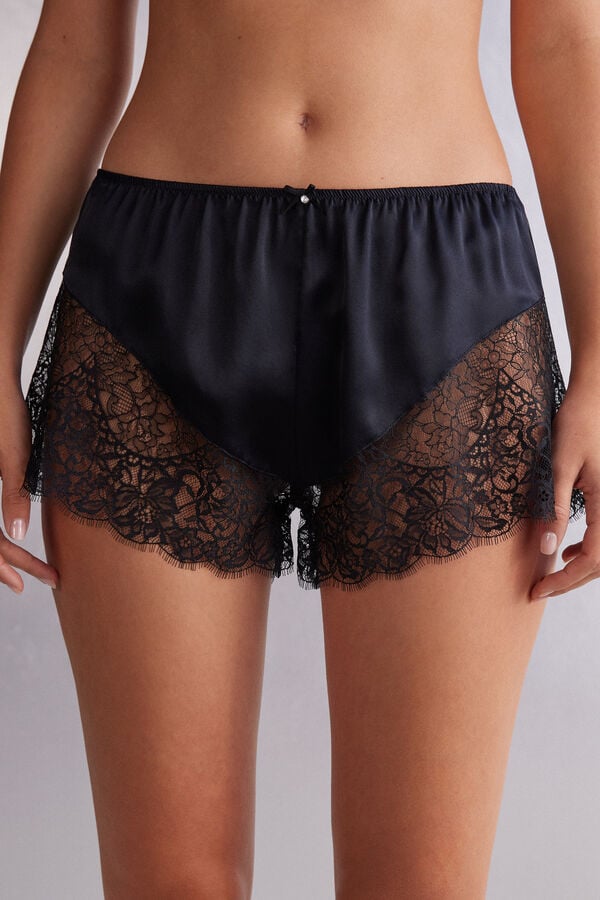 Intimissimi Living In Luxe Silk And Lace Donna Pantaloncini Nere | 482-XVDHTJ