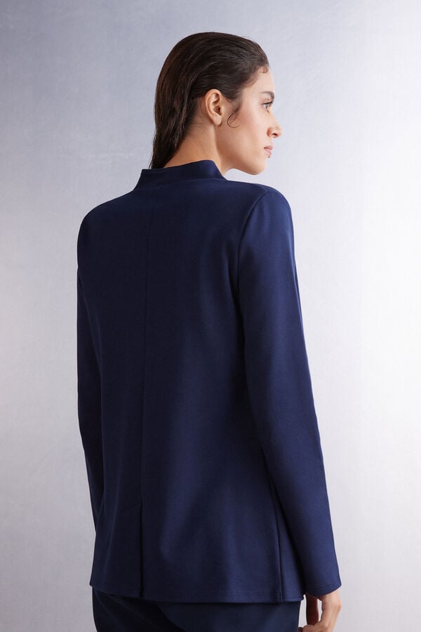 Intimissimi Long-Sleeved Cotton Interlock Donna Cardigan Blu | 584-NLYGKR