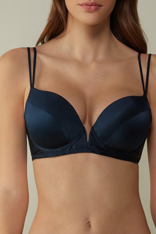 Intimissimi Mia Silk Super Push-Up Donna Reggiseno Blu | 498-QLFXWA