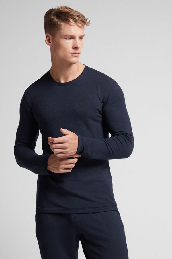 Intimissimi Modal-Cashmere Uomo Maniche Lunghe Nere | 415-KJCUDA