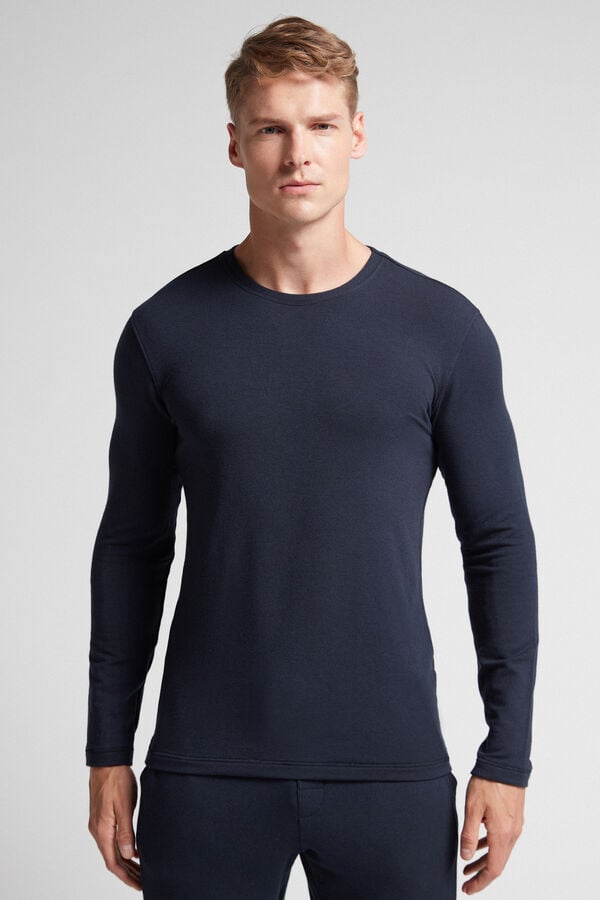 Intimissimi Modal-Cashmere Uomo Maniche Lunghe Nere | 415-KJCUDA