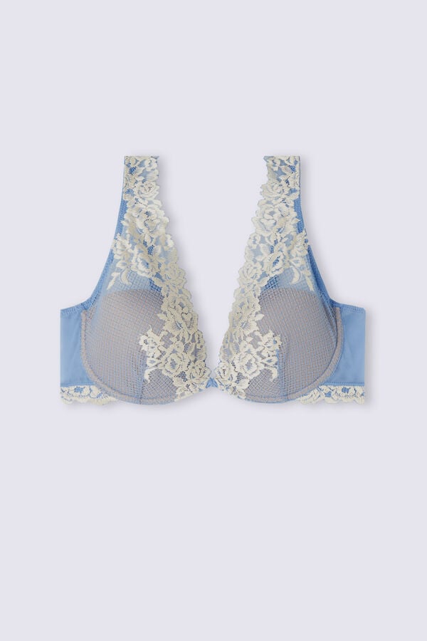 Intimissimi Pretty Flowers Elena Balconette Donna Reggiseno Blu Bianche | 062-FZSTPL