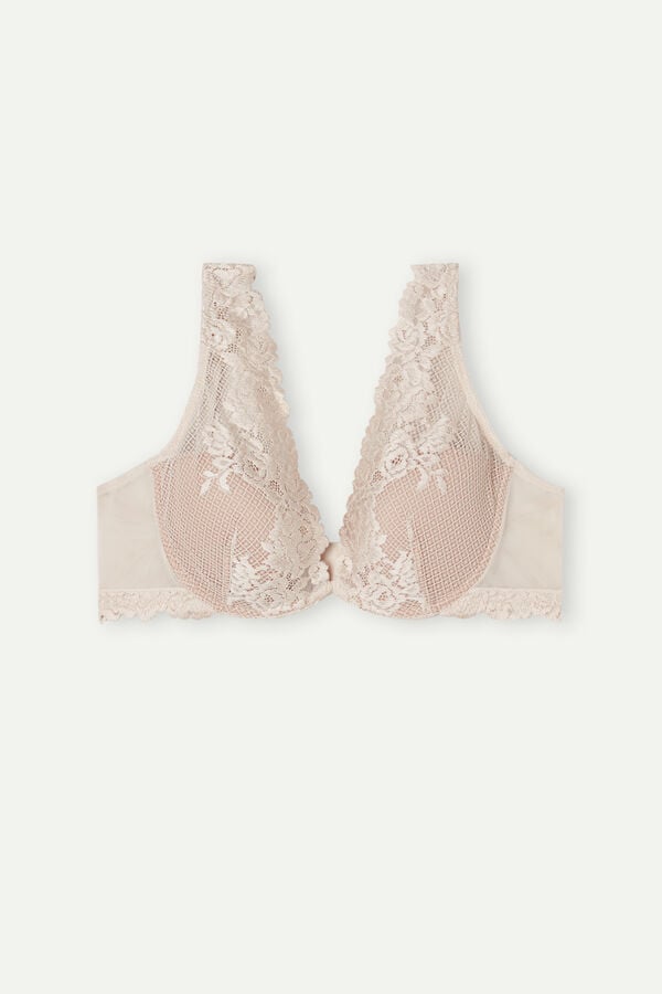 Intimissimi Pretty Flowers Elena Balconette Donna Reggiseno Crema Rosa | 372-HIDTMS