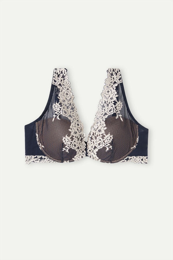 Intimissimi Pretty Flowers Elena Balconette Donna Reggiseno Blu Profondo Gialle Chiaro | 680-KDPRLZ