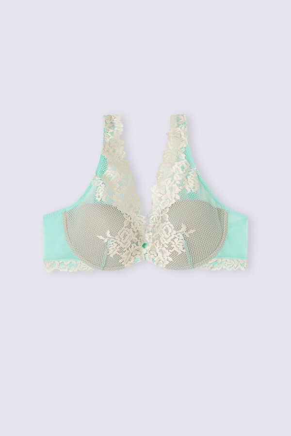 Intimissimi Pretty Flowers Elena Balconette Donna Reggiseno Verdi Bianche | 485-QUZCGP