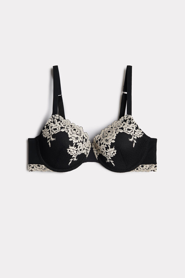 Intimissimi Pretty Flowers Francesca Balconette Donna Reggiseno Nere Bianche | 021-KVPNIS