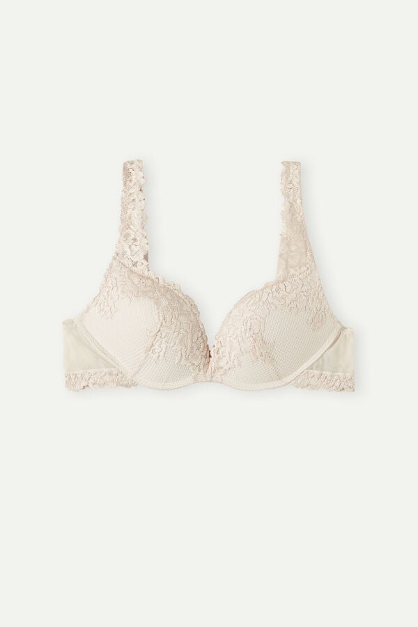 Intimissimi Pretty Flowers Gioia Super Push-Up Donna Reggiseno Crema Rosa | 204-EUHVTN