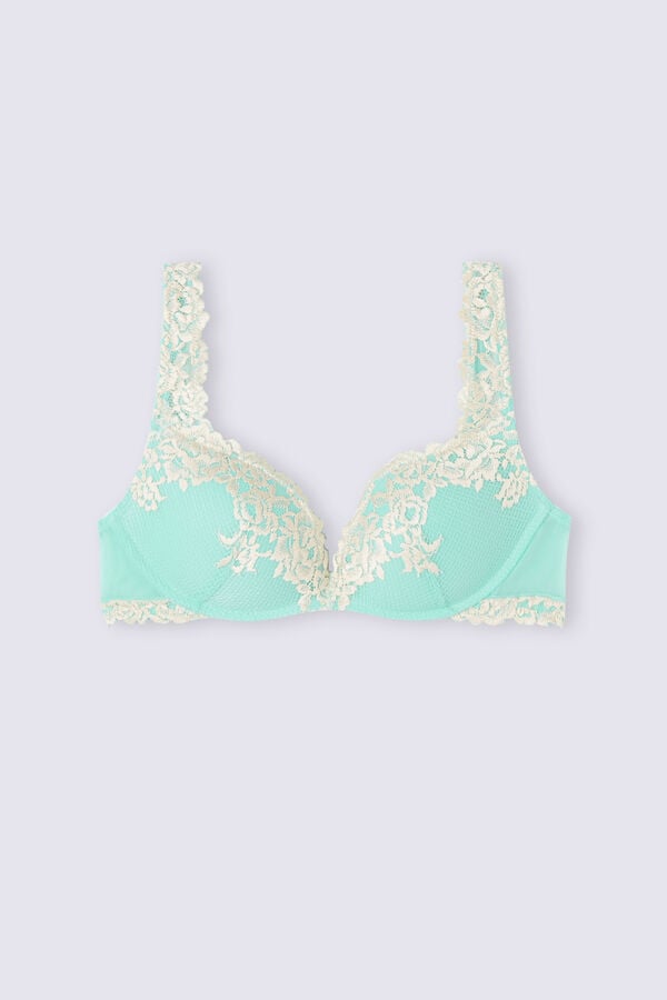 Intimissimi Pretty Flowers Gioia Super Push-Up Donna Reggiseno Verdi Bianche | 486-GEZYFK