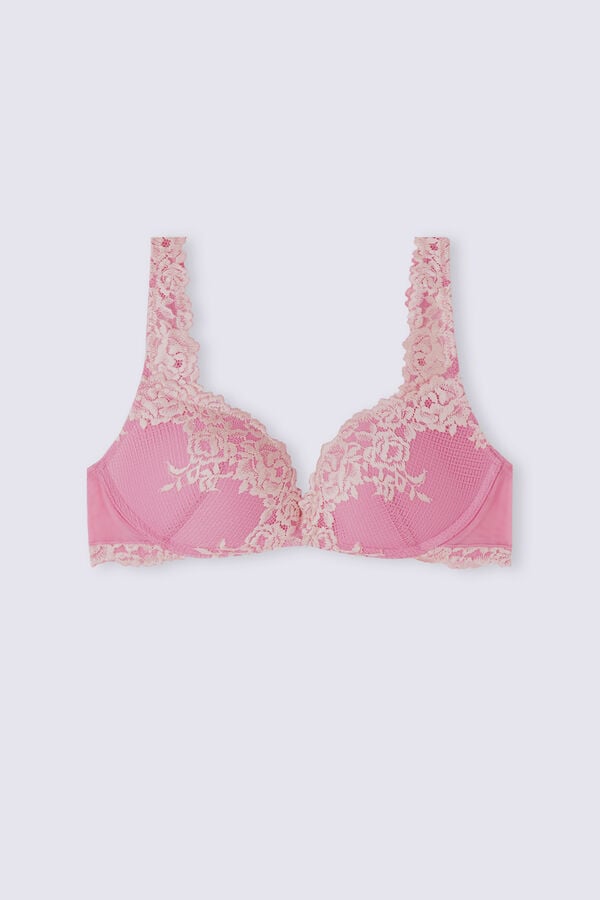 Intimissimi Pretty Flowers Gioia Super Push-Up Donna Reggiseno Rosa Bianche | 762-LQPKOR