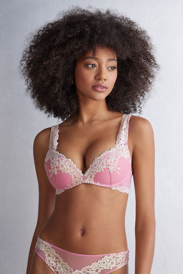 Intimissimi Pretty Flowers Gioia Super Push-Up Donna Reggiseno Rosa Bianche | 762-LQPKOR