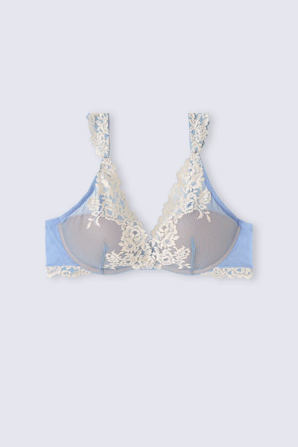 Intimissimi Pretty Flowers Giorgia Balconette Donna Reggiseno Blu Bianche | 570-RDHNVP