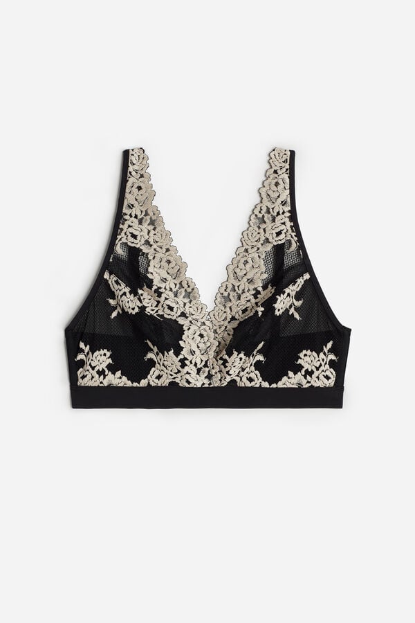 Intimissimi Pretty Flowers Lara Triangle Donna Reggiseno Nere Bianche | 714-RZVAXP