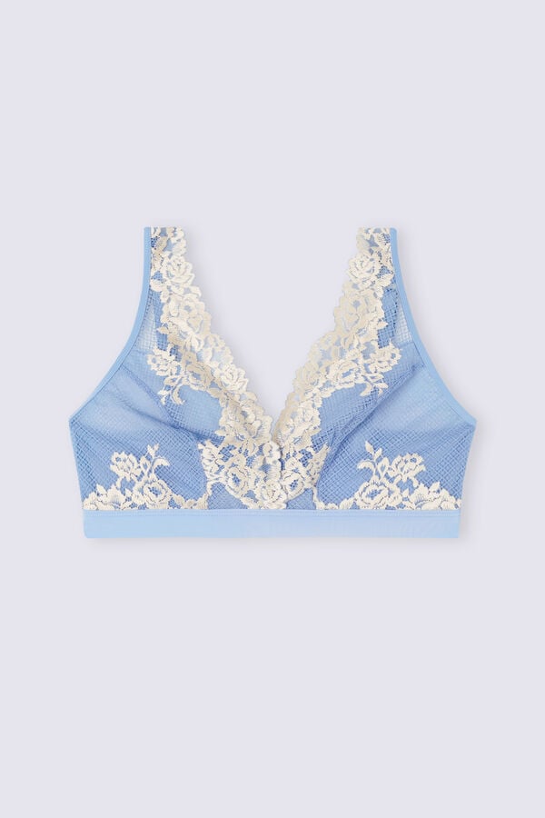 Intimissimi Pretty Flowers Lara Triangle Donna Reggiseno Blu Bianche | 469-MHUWLJ