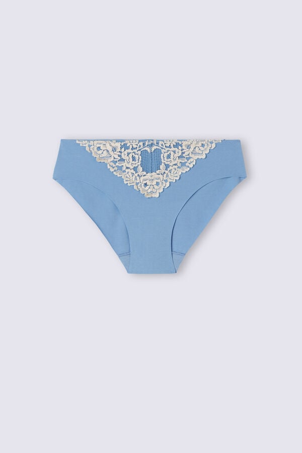 Intimissimi Pretty Flowers Seamless Cotton Donna Slip Blu Bianche | 902-GJBLRS