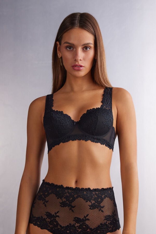 Intimissimi Pretty Flowers Sofia Balconette Donna Reggiseno Nere | 159-WNAPJK